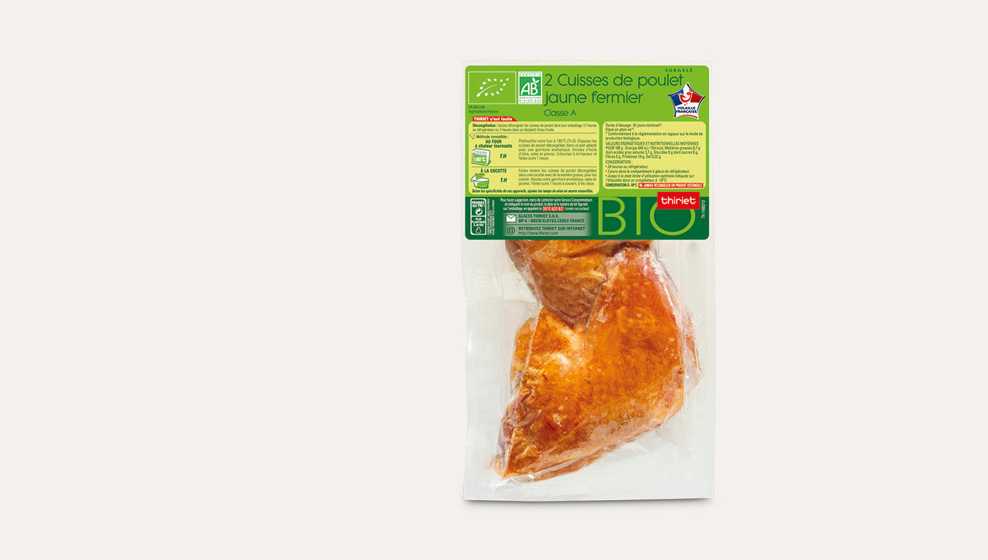 2 Cuisses de poulet jaune fermier biologique