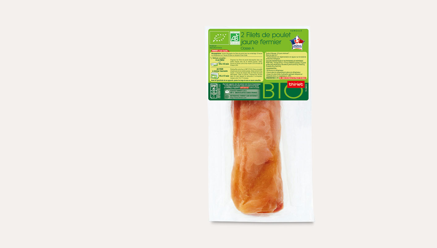 2 Filets de poulet jaune fermier  biologique