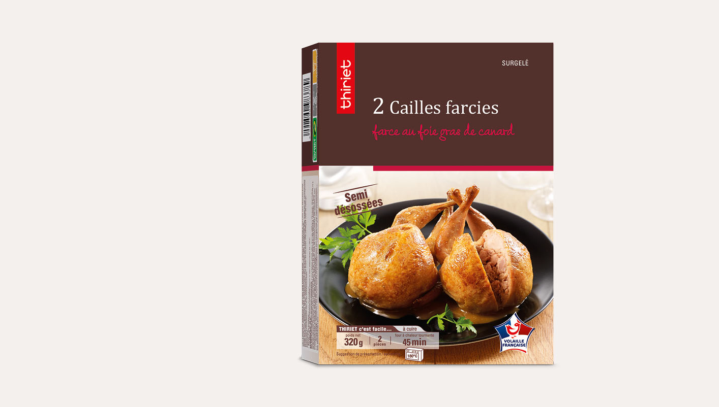 2 Cailles farcies, farce au foie gras canard