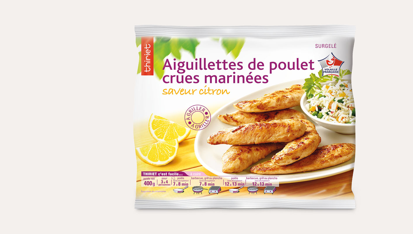 Aiguillettes de poulet crues marinées au citron