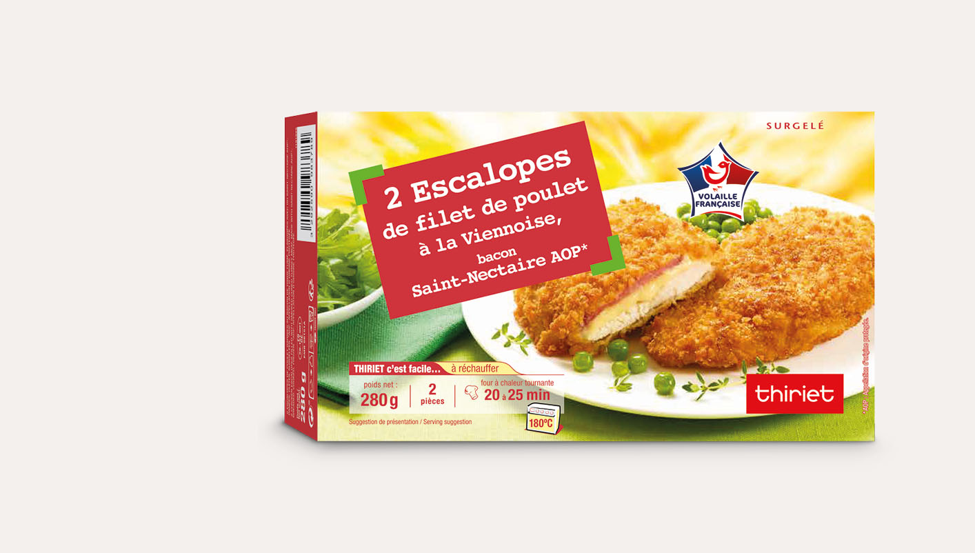 2 Escalopes de filet poulet panées, bacon-St Nectaire AOP