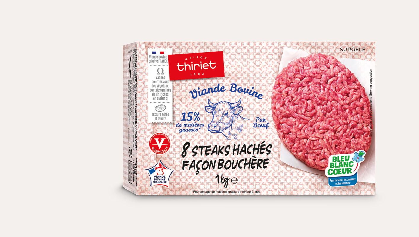 8 Steaks hachés façon bouchère pur boeuf Lot de 2 boîtes