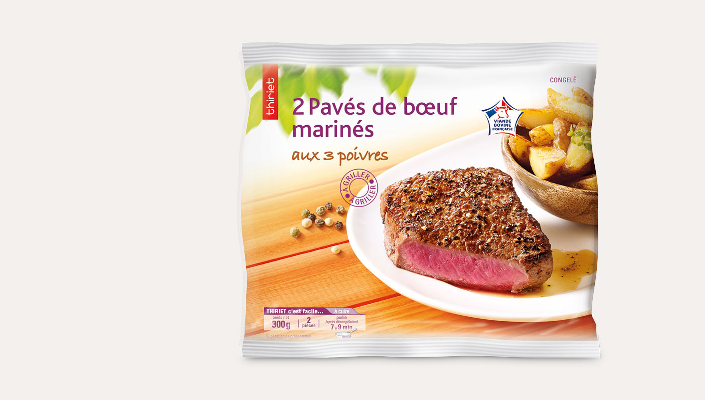 2 Pavés de bœuf marinés aux 3 poivres