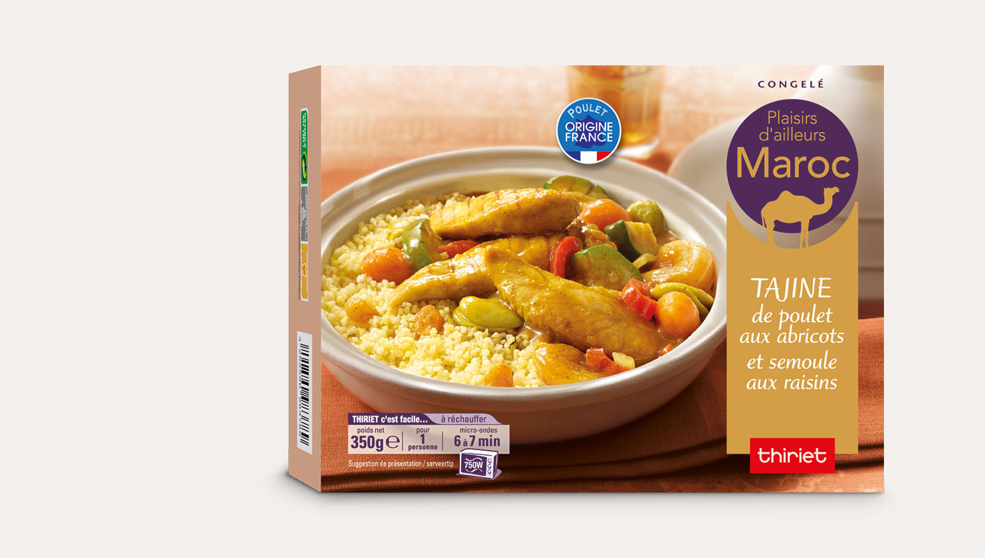 Tajine de poulet aux abricots, semoule aux raisins