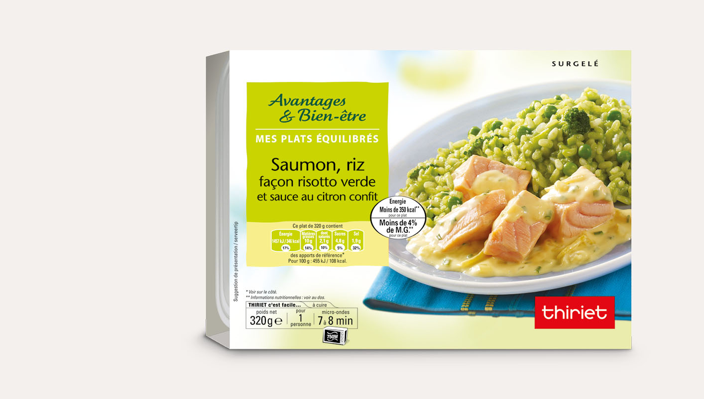 Saumon, riz façon risotto verde et sauce au citron