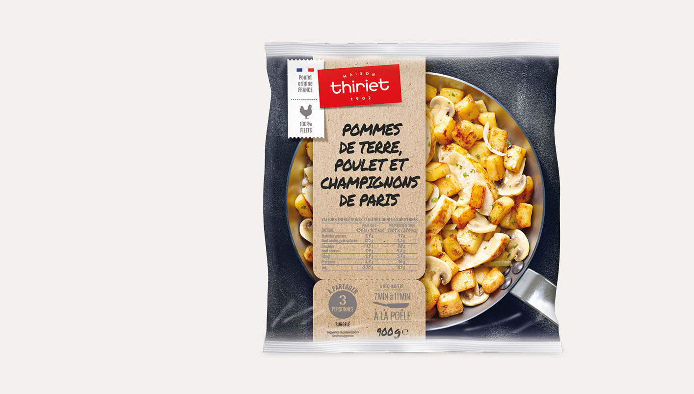 Pommes de terre, poulet et champignons de Paris