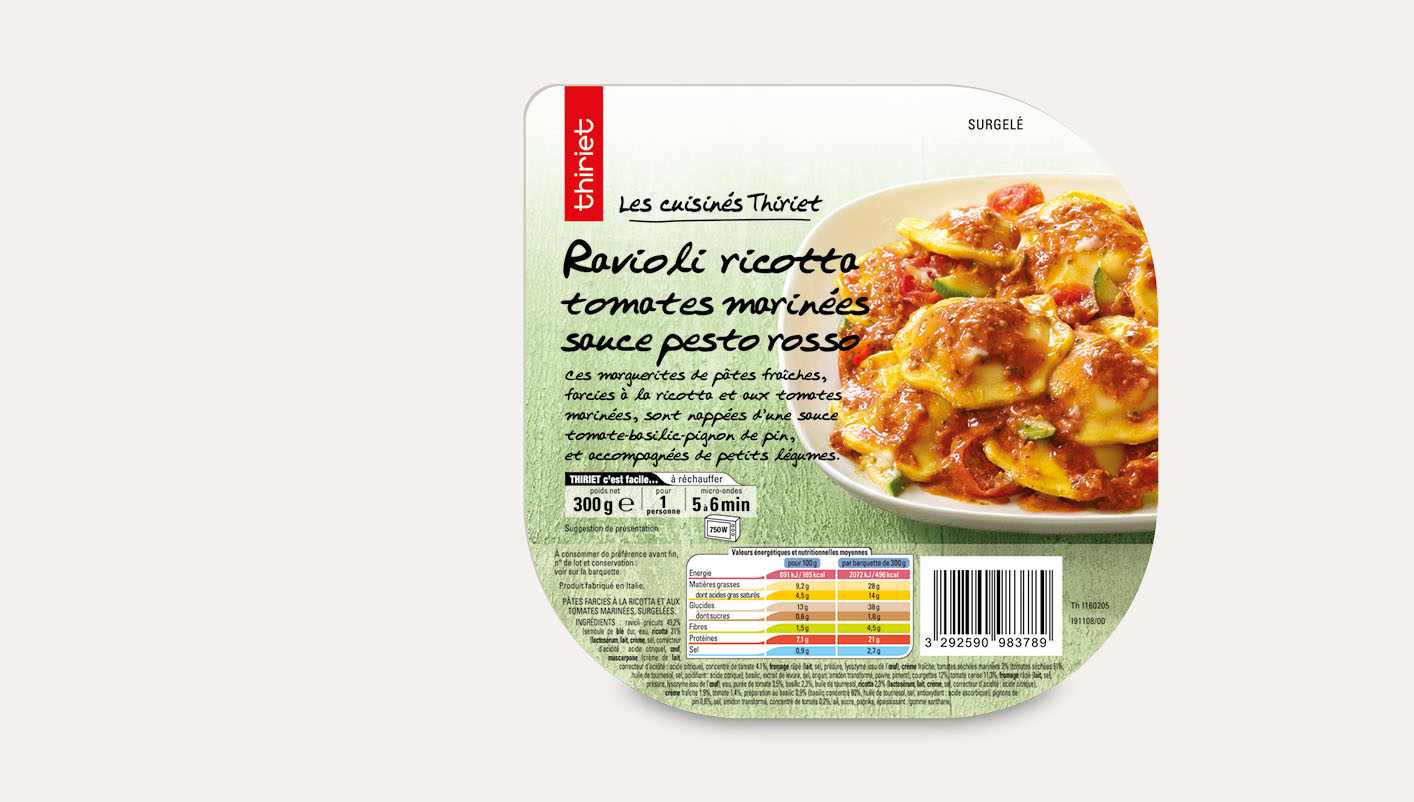 Ravioli ricotta/tomates marinées sauce pesto