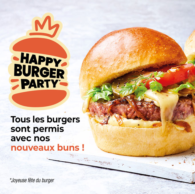 Découvrez nos idées de burgers avec nos nouveaux buns : bœuf, poulet pané, veggie, poisson et poulet