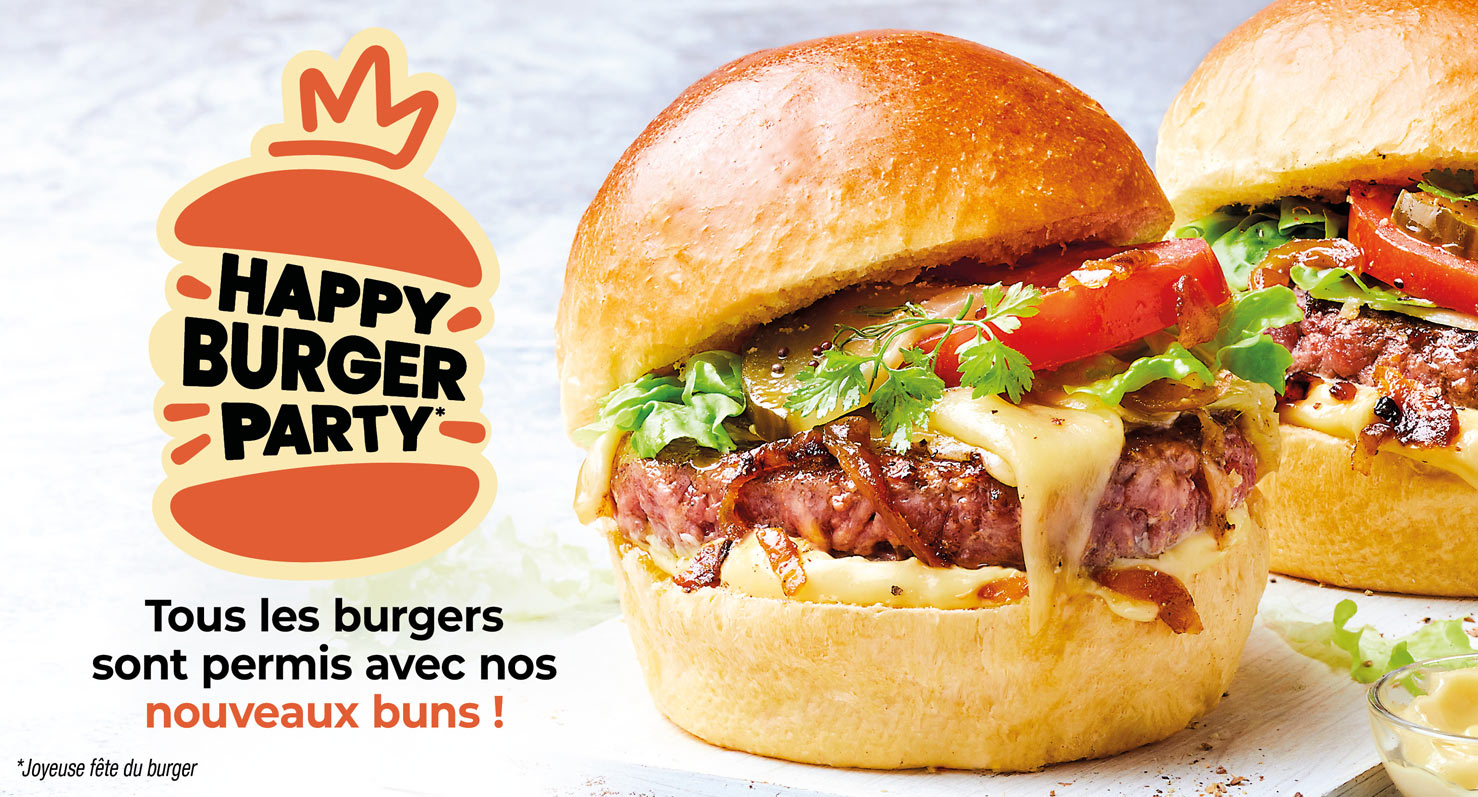 Découvrez nos idées de burgers avec nos nouveaux buns : bœuf, poulet pané, veggie, poisson et poulet