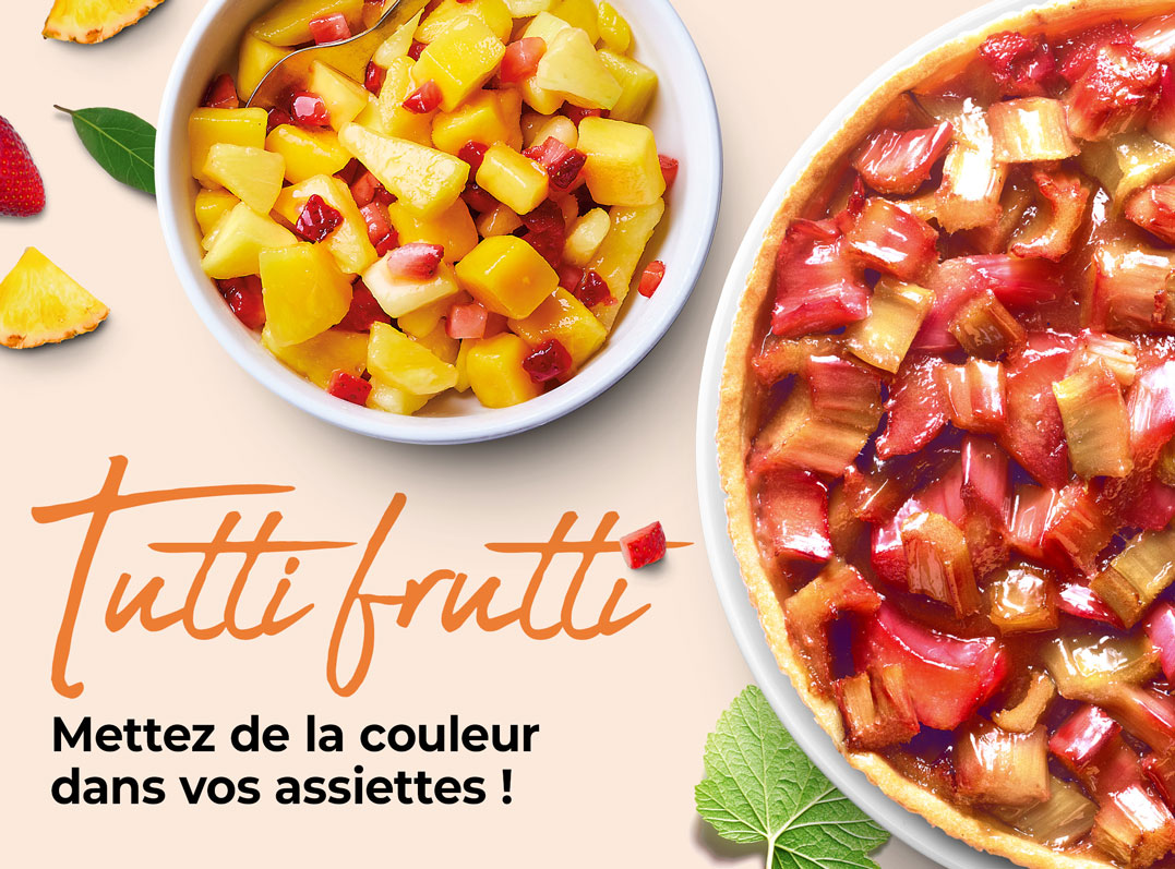 Mettez de la couleur dans vos assiettes avec notre sélection de produits fruités : framboises, salades de fruits, tartes, desserts