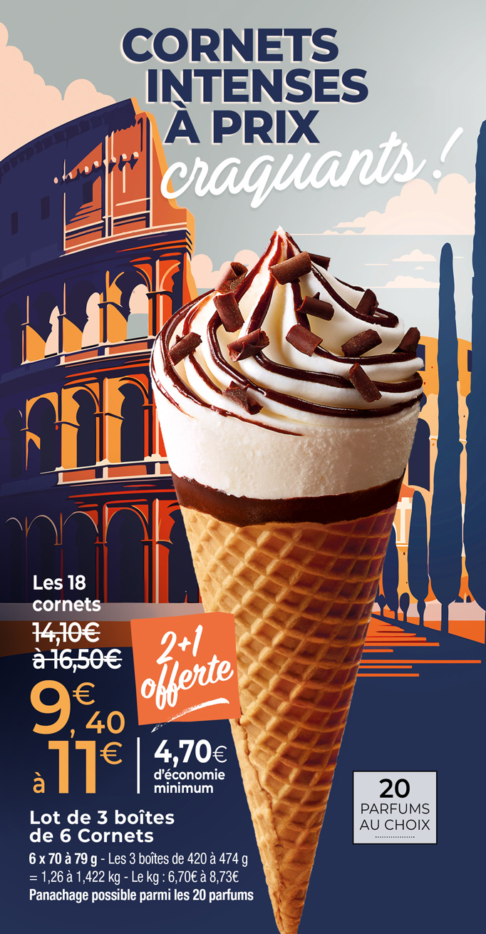 Amateurs de plaisirs glacés, régalez-vous avec notre large sélection de cornets