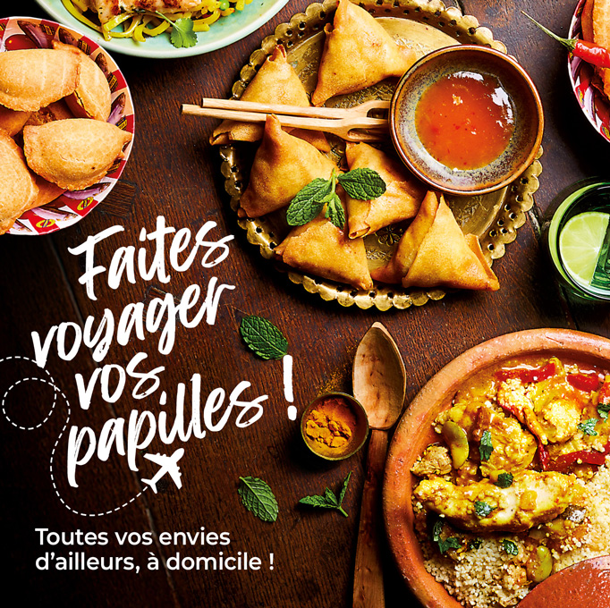 Destination évasion grâce à notre sélection de produits d’ailleurs : nems, empanadas, samossas et bien plus encore
