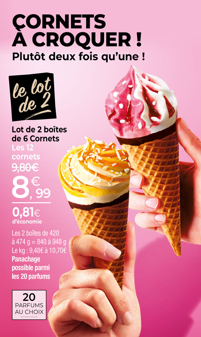 Amateurs de plaisirs glacés, laissez-vous suprendre par notre large sélection de cornets