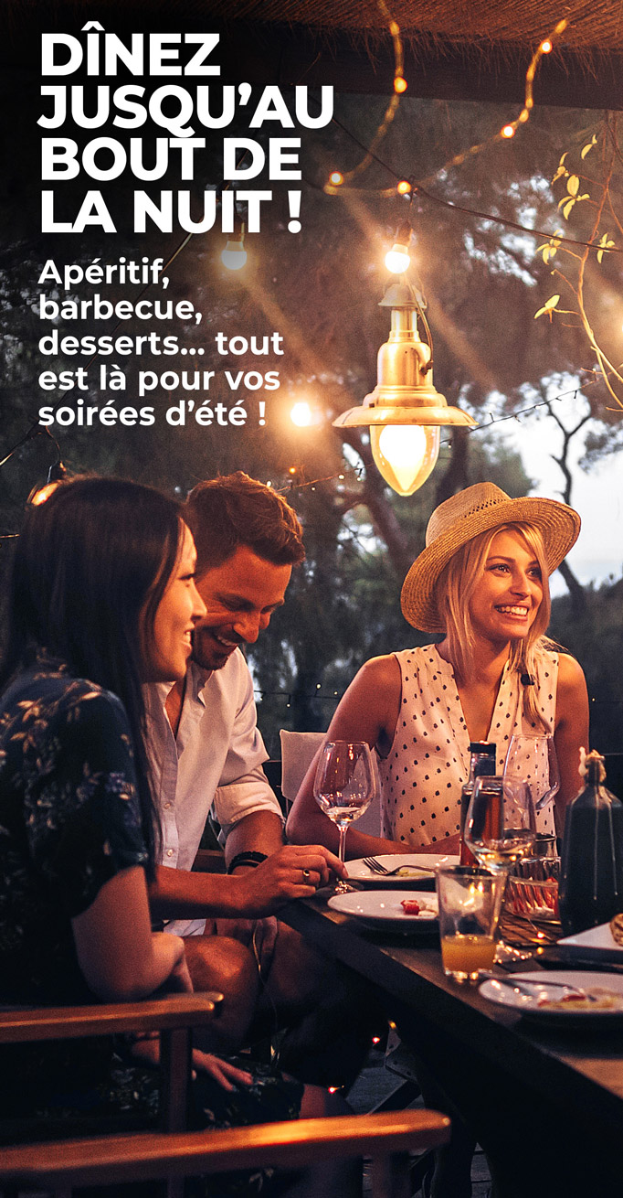 Célébrez l’été avec notre large sélection de tapas, de viandes et poissons à braiser ou à saisir, et de desserts : tapenade, merguez, crème glacée, sorbet…