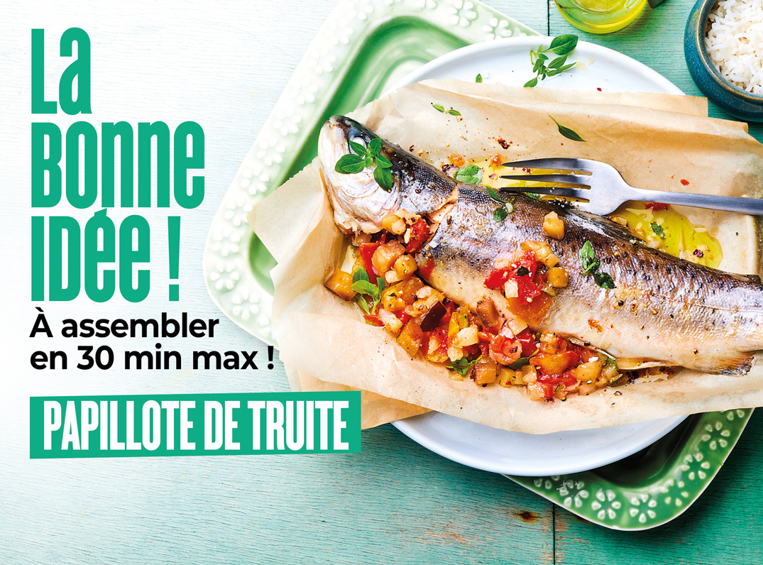 Découvrez la bonne idée recette de la Maison Thiriet : une papillote de truite et sa brunoise de légumes, prête en moins de 30 minutes
