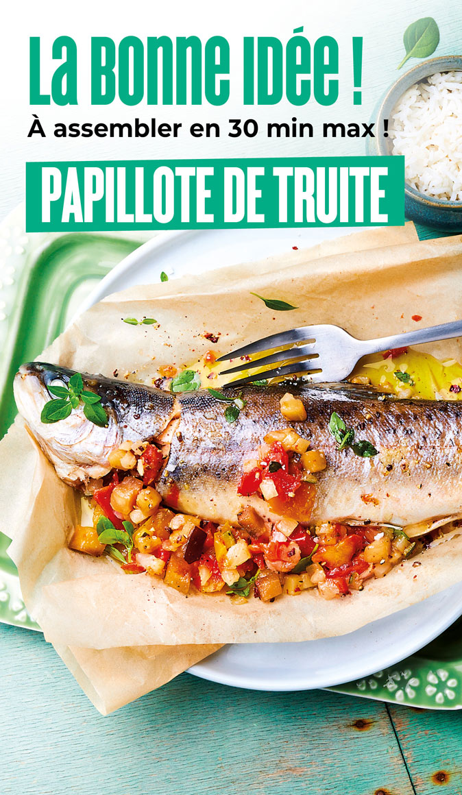 Découvrez la bonne idée recette de la Maison Thiriet : une papillote de truite et sa brunoise de légumes, prête en moins de 30 minutes