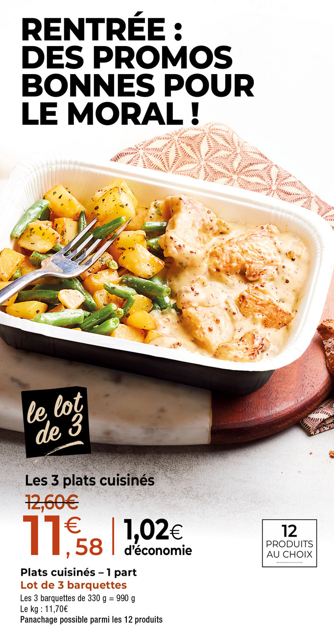 Profitez des promotions de rentrée sur notre sélection de produits : plat cuisiné, lasagnes, pizza, quiche…
