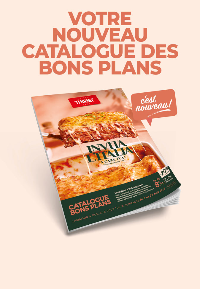 Consultez et commandez vos produits surgelés directement depuis le nouveau catalogue des Bons plans en livraison à domicile de la Maison Thiriet du 02 avril au 29 avril 2026