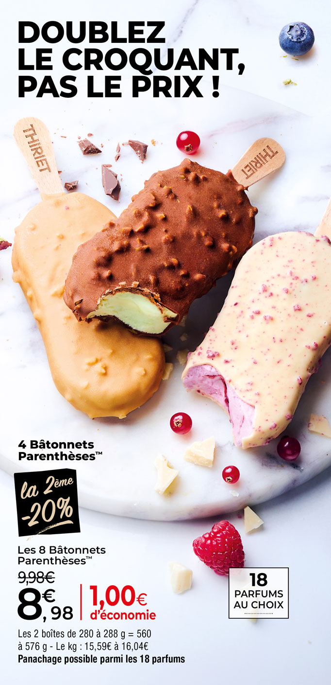 Découvrez les glaces Parenthèses : chocolat blanc, noir, lait… et d’autres parfums pour une pause gourmande et rafraîchissante !