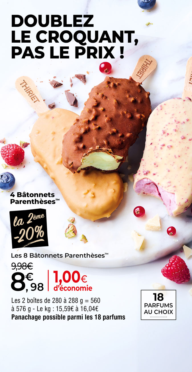 Découvrez les glaces Parenthèses : chocolat blanc, noir, lait… et d’autres parfums pour une pause gourmande et rafraîchissante !