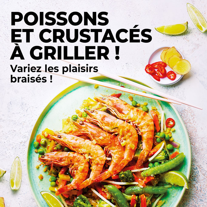 Pour des repas réussis au gril, découvrez notre sélection de produits de la mer : gambas, pavés de saumon, thon germon…