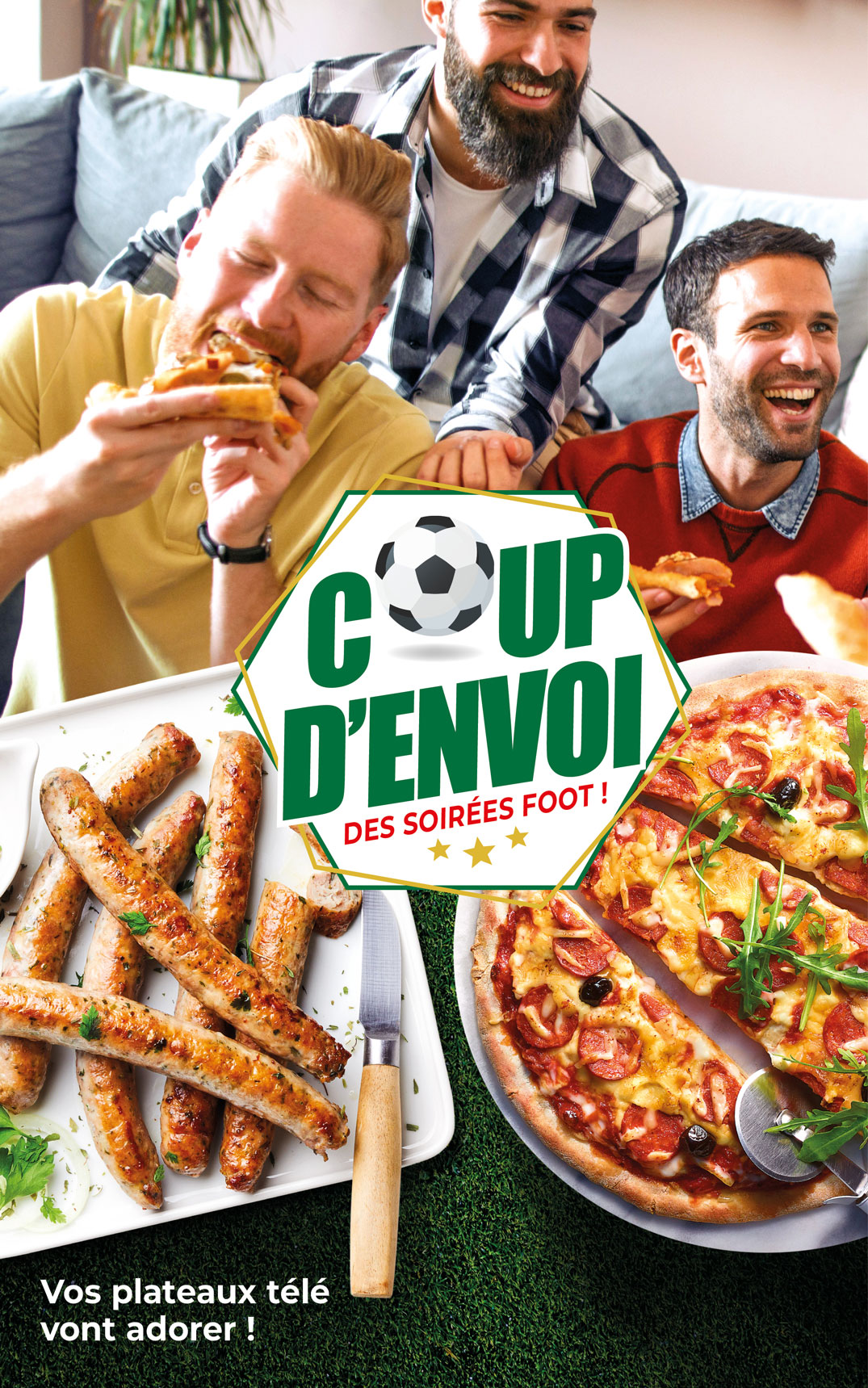 Célébrez chaque match avec notre sélection gourmande à partager : pizzas, frites, mini cheeseburgers, nuggets, tenders et chicken wings, idéale pour vos plateaux télé