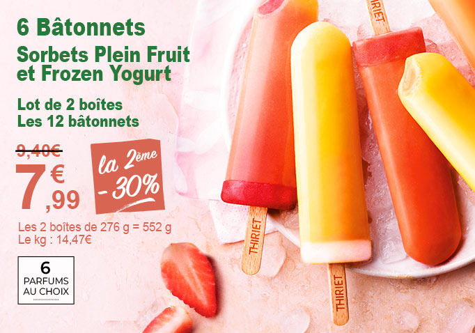 Profitez d’un instant de fraîcheur et de gourmandise avec nos bâtonnets Frozen Yogurt ou Plein Fruit !