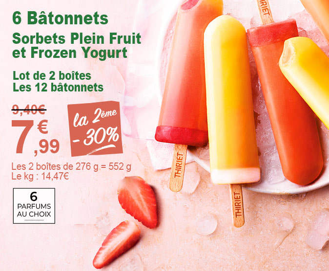 Profitez d’un instant de fraîcheur et de gourmandise avec nos bâtonnets Frozen Yogurt ou Plein Fruit !