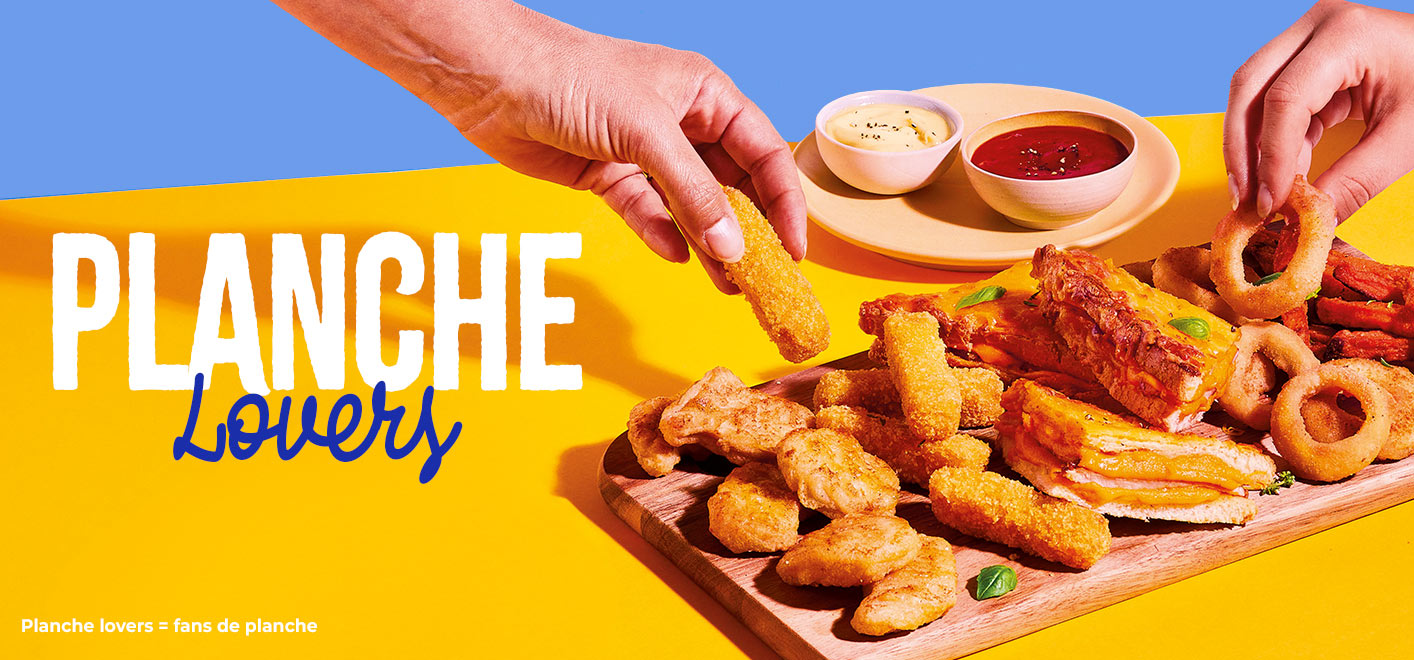 Découvrez notre sélection gourmande à partager : nuggets, onion rings, bâtonnets de mozzarella, nems, samossas et bien plus encore