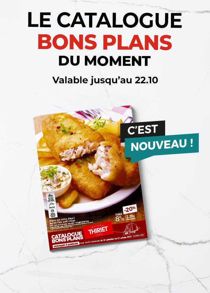 Consultez et commandez vos produits surgelés directement depuis le nouveau catalogue bons plans en livraison à domicile de la Maison Thiriet du 30 septembre au 22 octobre 2026