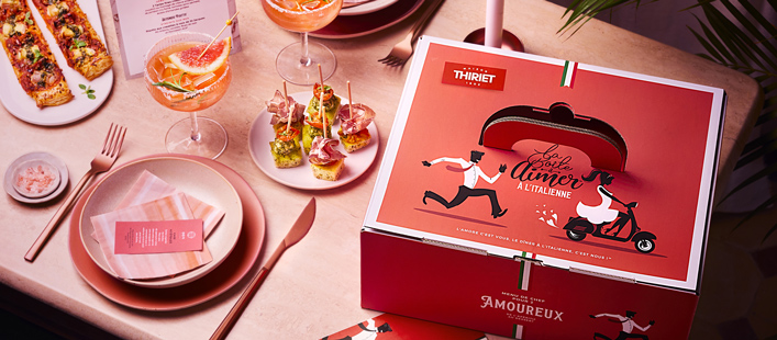 La Boîte à Aimer™ à l'italienne - Un menu de chef préparé pour 2 amoureux avec 2 tasses cœurs et un carnet plein d'idées
