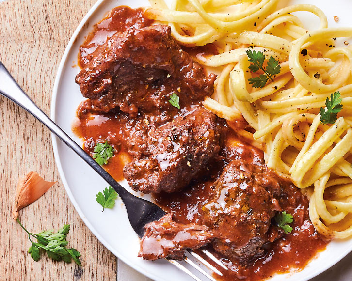 Plats cuisinés individuels - Joue de bœuf et spaetzle, sauce au vin rouge et à l'échalote