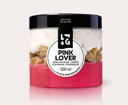 Glaces - Crèmes glacées et sorbets - Artisanales - Pink lover - Praline rose, crème d'amande, framboise
