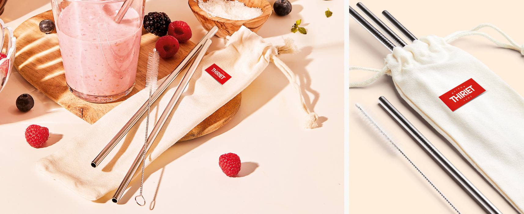 Profitez d'un cadeau de la Maison Thiriet, ce mois-ci un set de 4 pailles en inox offert !